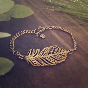 Lucky Brand Brass Feather Bracelet